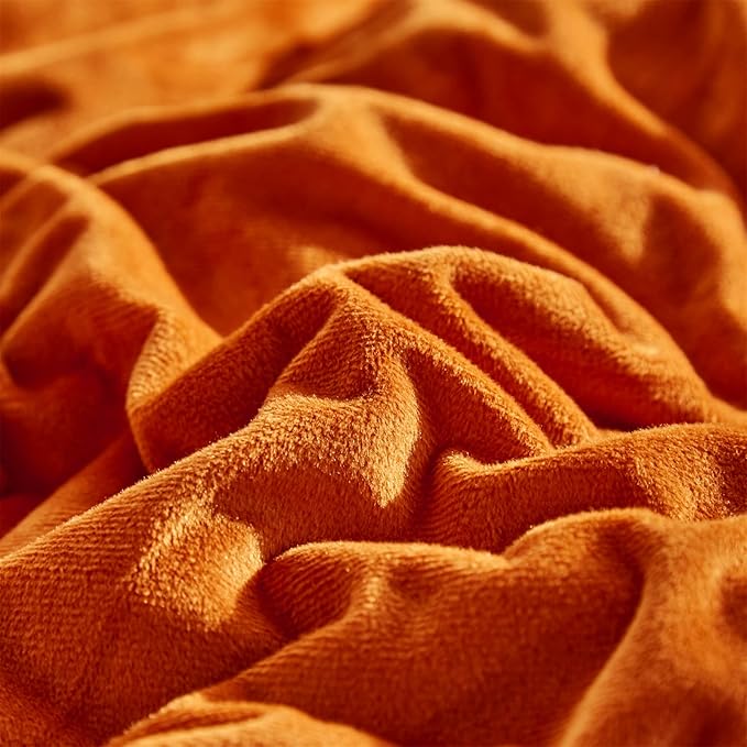Houseri Burnt Orange Comforter Full Size Velvet, 3 Piece Rust Fluffy Sherpa Bedding Sets Full Comfy Soft Terracotta Fuzzy Flannel Bed Set Girls Boys Warm Fall Winter Caramel Plush Quilt Blanket Full