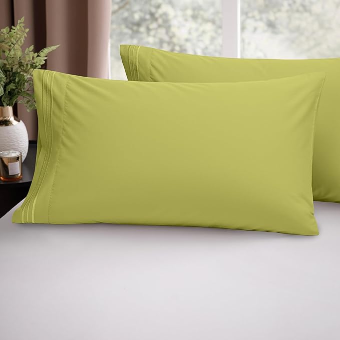 Elegant Comfort Luxury Ultra-Soft 2-Piece Pillowcase Set - 1500 Premium Hotel Quality Microfiber Double Brushed - Wrinkle Resistant, King Size, Pistachio Green