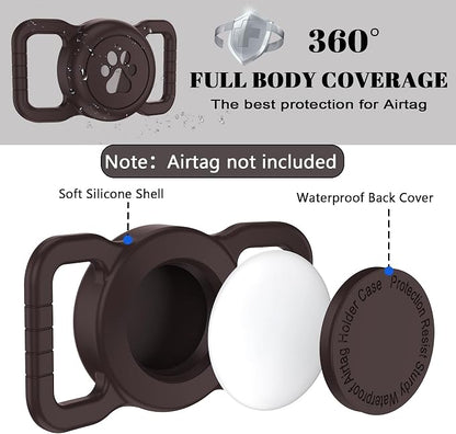 SANKALA Waterproof Airtag Dog Collar Holder, Coffee, 1 Pack | urable Silicone Full Body Covered, Anti-Lost Protective, Fits All Width Collars, for Airtag 1st and 2nd Gen