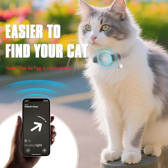 AirTag Cat Collar, Elastic Tracker Collar with Airtag Holder and Bell | Compatible with Apple Air Tag, Lightweight & Scratch Resistant, Adjustable Stepless GPS Pet Collar for Cats Kittens, Brown