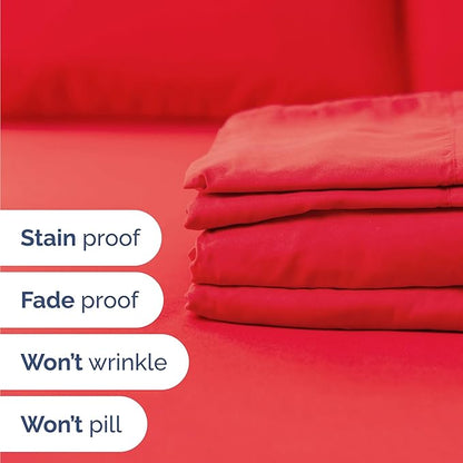 Twin 4 Piece Sheet Set - Comfy Breathable & Cooling - Ultra Soft Hotel Luxury Bedding Set with 8-16 Inch Deep Pockets - 1 Flat & 1 Fitted Sheet & 2 Pillowcases - Cozy, Wrinkle Free & Easy Care - Red