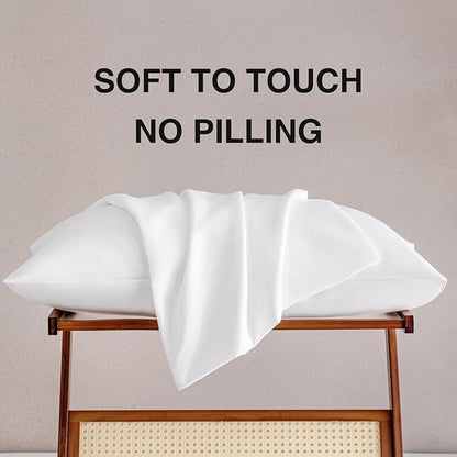 MINIPANDA White Pillow Cases Standard Size Set of 4 - Super Soft, Smooth and Breathable Standard Pillow Cases- Envelope Design - Machine Washable Lightweight (20X26 Inches (4 Piece))