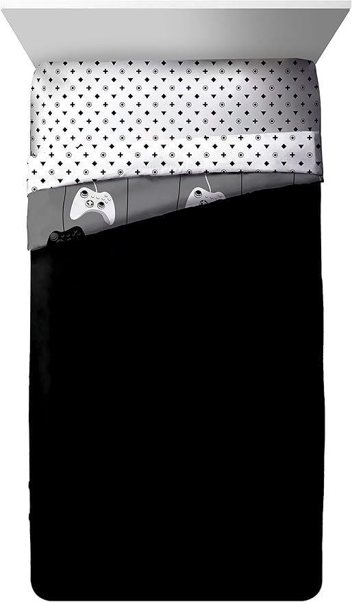 Jay Franco Game On 5 Piece Full Bed Set - Includes Reversible Comforter & Sheet Set - Bedding Features Video Game Contoller - Super Soft Fade Resistant Microfiber