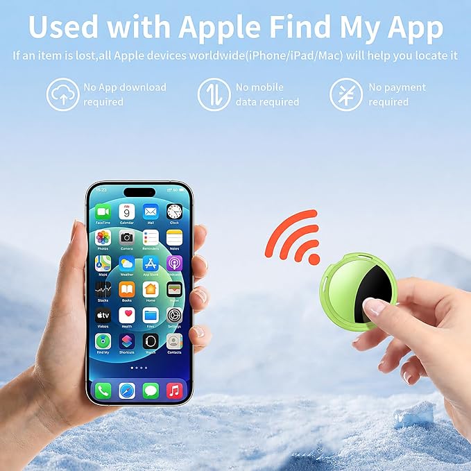 2 Pack Tracker Tags Finder Apple Find My MFi Certified Waterproof iOS Only | Bluetooth Air Smart Tags Item Finder Locator Worldwide Tracking for Key Pets Wallet Backpack Dogs Luggage Replaceable Battery