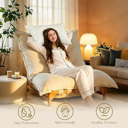 ZIMASILK 100% Pure Mulberry Silk Pillowcase for Hair and Skin Health,Soft and Smooth,Both Sides Premium Grade 6A Silk,600 Thread Count,with Hidden Zipper,1pc (King 20''x36'',Ivory)