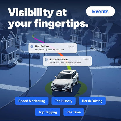GPS Tracker for Vehicles with Real-Time Location | Route History, Speed Monitoring, Driving Insights, Geo-Fence, & Accident Notifications. No Contracts. Cancel Anytime.