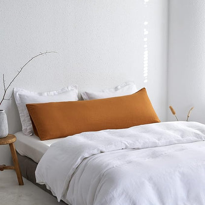 Simple&Opulence Body Pillow Cover 20" x 54",100% Pure Linen, Ultra Soft and Breathable, Body Pillowcase with Envelope Closure for Adults (Rust)
