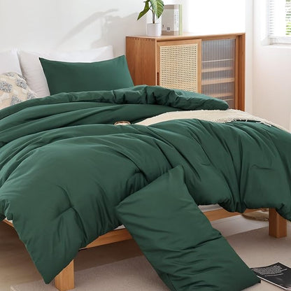ROSGONIA Comforter Full Size for Girls Boys Teen,3pcs(1 Dark Emerald Green Comforter & 2 Pillowcases),Soft Kids Comforter Sets All Season Dorm Bedding