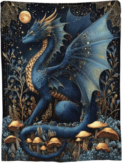 Dragon Blanket Super Soft Warm Fluffy Fleece Flannel Fantasy Animal Throw Blanket Cozy Fuzzy Plush Stuff Bedding Blankets Gifts for Women Kids Boys Girls Adults 80"X60"