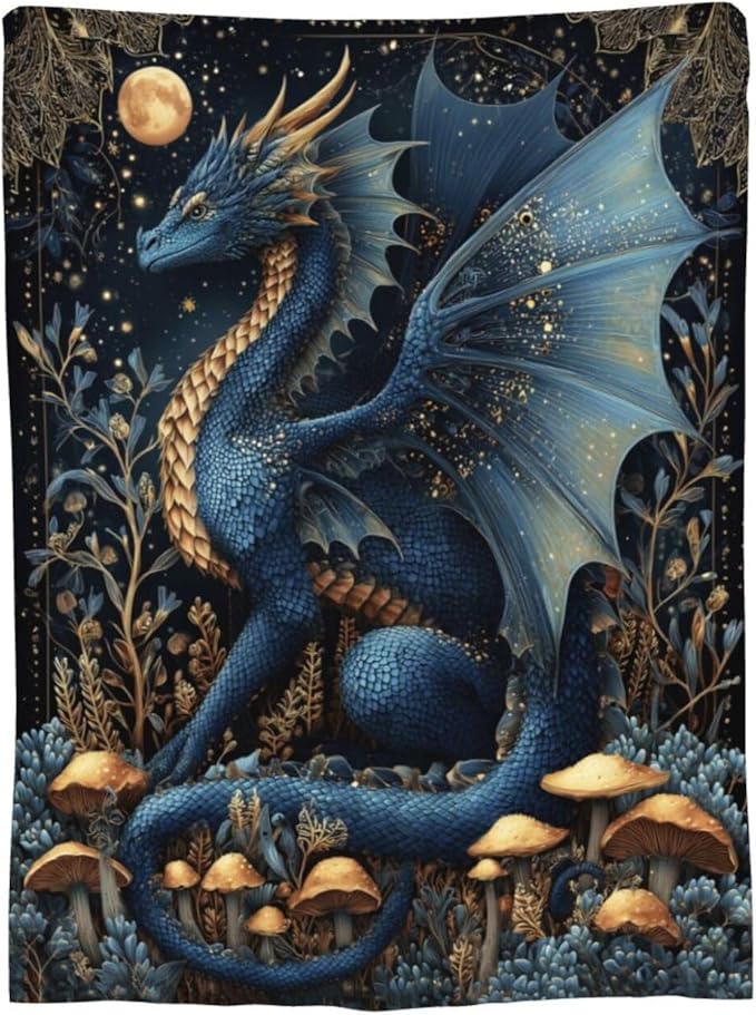 Dragon Blanket Super Soft Warm Fluffy Fleece Flannel Fantasy Animal Throw Blanket Cozy Fuzzy Plush Stuff Bedding Blankets Gifts for Women Kids Boys Girls Adults 60"X50"