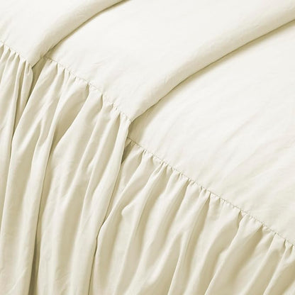 Lush Decor Ruffle Skirt Bedspread Set - 2-Piece Luxurious Farmhouse Bedding - Elegant Ruffle Detail - Timeless Style - Soft Lightweight Sheets - Twin, Ivory