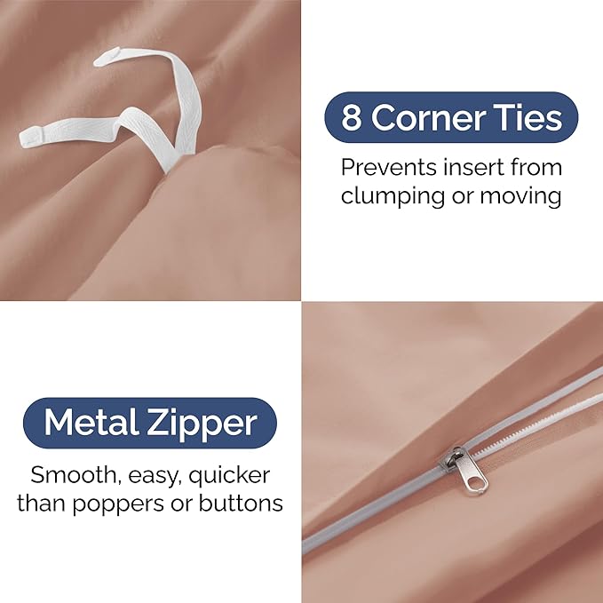 Duvet Cover Twin/Twin XL Size Set - Extra Soft Twin/Twin XL Duvet Cover 68" x 90" with 1 Pillow Sham - Hotel Luxury, Easy Care, Fade Free w/ Zipper Closures & Ties - Comfy, Cozy & Breathable (Mauve)