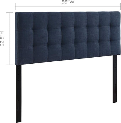 Modway Lily Tufted Linen Fabric Upholstered Full Headboard in Navy
