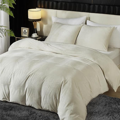 Ivellow Velvet Duvet Cover King Set Beige Velvet Duvet Cover King Comforter Cover 3Pcs Ultra Soft Duvet Cover Breathable Solid Luxury Flannel Velour Duvet Cover Zipper Closure Corner Tie