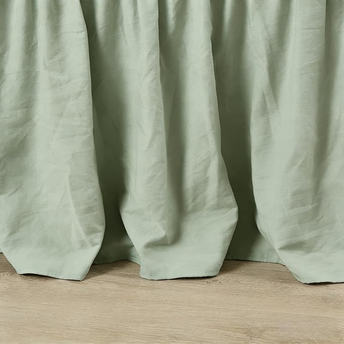 RIMELA Sage Green Bed Skirt Full Size 15 Inch Drop, Elastic Bed Skirting for Bed Base and Frame, Bedding Dust Ruffle Easy to Install, Wrap Around Adjustable Bedskirt