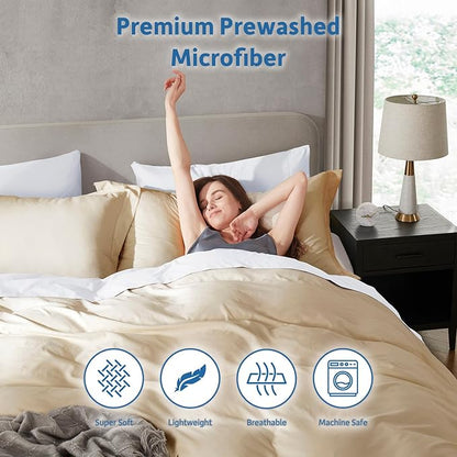 Nestl Beige Cream California King Duvet Cover Sets - Soft Prewashed Cal King Duvet Cover, 3 Piece, with Zipper Closure, 1 Duvet Cover 104x98 inches and 2 Pillow Shams