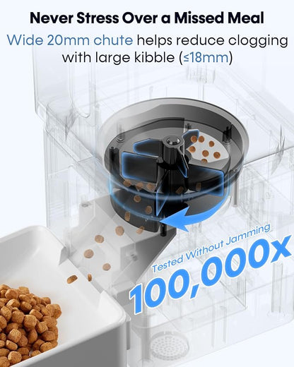 12L Large Dog Automatic Feeder with HD Camera: 50 Cups/20-Day Food Capacity | Easy Setup Timed Dog Feeder for Travel & Business Trips, Anti-Clog for 2-18mm Large Kibble