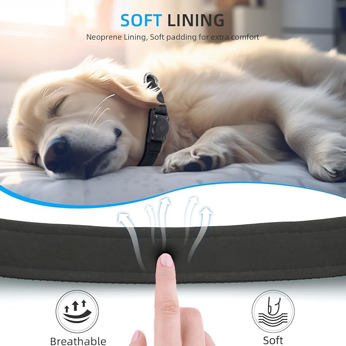 Upgrade Dog Collar with AirTag Holder, IP68 Waterproof, Black, L | Built-in Water Resistant AirTag holder, 1000D Nylon, Reflective Stitching for Night Visibility, Soft padding for Comfort