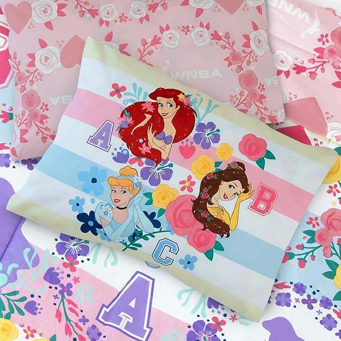 Northwest Disney Princess Twin Comforter Set, Reversible Design Ultra Soft Fade Resistant Microfiber Kids Bedding Set, Officially Licensed
