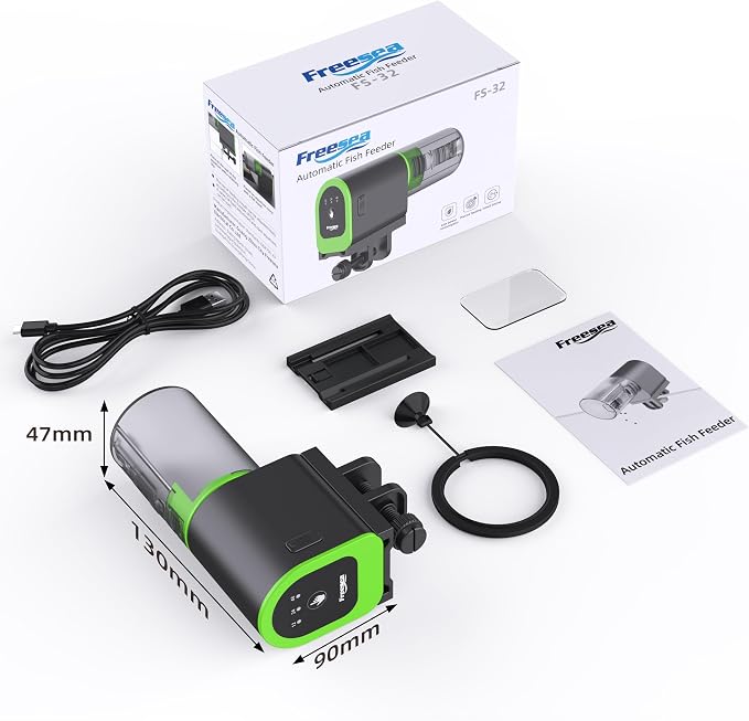FREESEA Automatic Fish Feeder for Aquarium: Small Vacation Betta Feeder | 100ml USB Rechargeable Auto Fish Food Dispenser with Timer for Small Tank