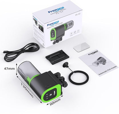 FREESEA Automatic Fish Feeder for Aquarium: Small Vacation Betta Feeder | 100ml USB Rechargeable Auto Fish Food Dispenser with Timer for Small Tank