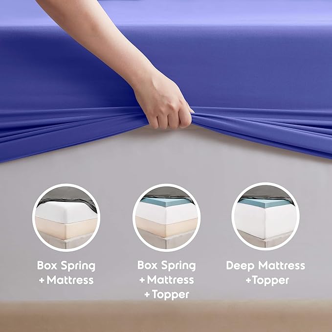 Nestl Short Queen Sheet Set - 1800 Ultra-Soft Microfiber - Double Brushed - Deep Pockets - Easy Fit - 4 Piece Set - Bed Sheets (Short Queen, Royal Blue)