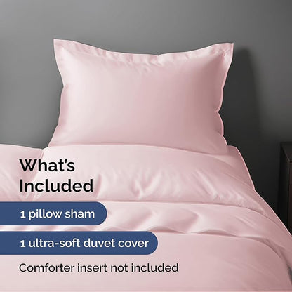 Duvet Cover Twin/Twin XL Size Set - Extra Soft Twin/Twin XL Duvet Cover 68" x 90" with 1 Pillow Sham - Hotel Luxury, Easy Care, Fade Free w/ Zipper Closures & Ties - Comfy & Breathable (Lavender Pink)