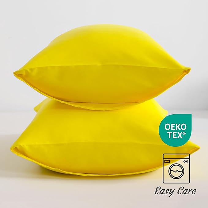 NTBAY King Pillow Cases Set of 2, 2 Pack Brushed Microfiber 20x36 Pillow Cases, Soft, Wrinkle, Fade, Stain Resistant Yellow Pillow Cases with Envelope Closure, 20x36 Inches, Yellow