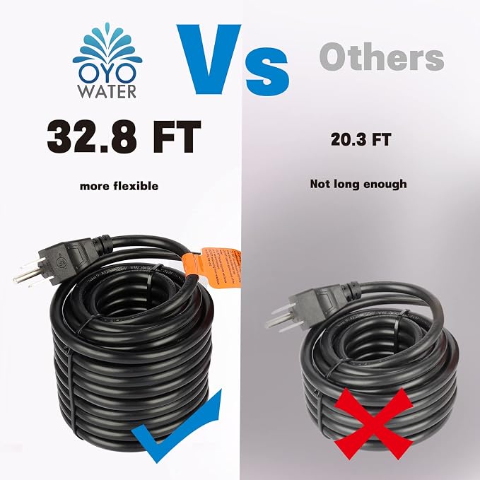 11800 GPH 850W IPX8 Large Submersible Pond Waterfall Pump | 32.8FT long power cord, smart quiet fountain pump for Koi fish, garden yard patio duck outdoor, with barrier filter bag