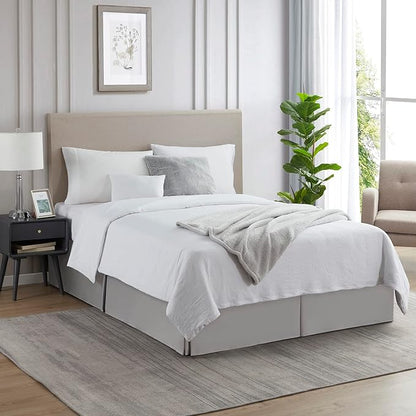 Nestl Silver Twin Bed Skirt - Twin Size Bed Skirt 14 Inch Drop - Brushed Microfiber Bed Skirts - Hotel Quality Pleated Bed Skirt - Shrinkage & Fade Resistant