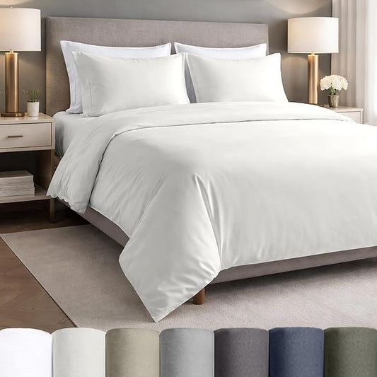 California Design Den California King Sheets Deep Pockets Set - Certified 100% Egyptian Cotton Sheets Set, Lightweight & Crisp Percale, Durable Luxury Bedding - Ivory