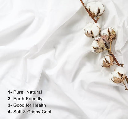 RUVANTI 100% Cotton Sheets – Full Size Percale Bedding, Cooling & Breathable, Durable with a Crisp, Soft & Comfortable Feel, 16" Deep Pocket, 4-Piece Set, Milky White