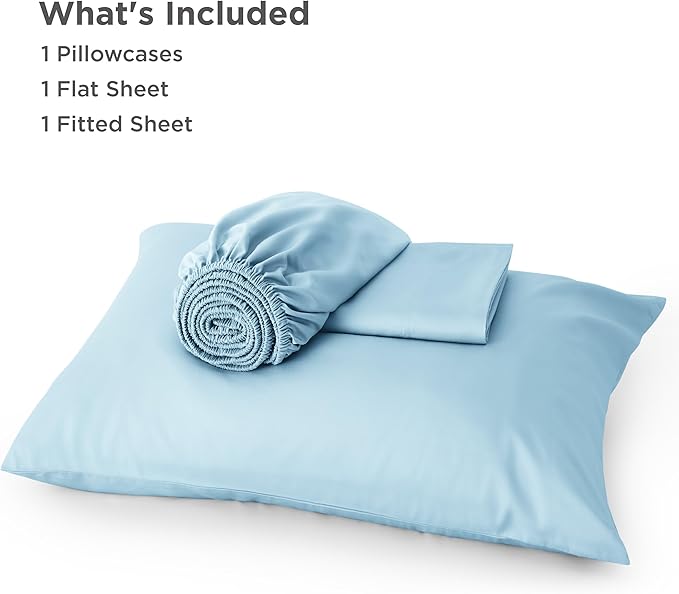Bedsure Cooling Sheets Twin XL, Rayon Derived from Bamboo, PureWoven, Breathable & Soft Twin XL Sheet Sets, Deep Pocket Up to 16 Inches, Hotel Luxury Silky Dorm Bedding for Hot Sleepers, Aqua