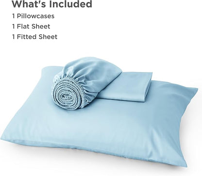Bedsure Cooling Sheets Twin, Rayon Derived from Bamboo, PureWoven, Breathable & Soft Twin Sheets Set, Deep Pocket Up to 16 Inches, Hotel Luxury Silky Bedding for Hot Sleepers, Aqua