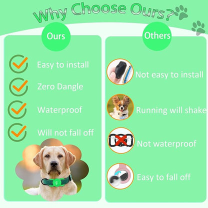 SANKALA Airtag Dog Collar Holder, Waterproof, Green, 1 Pack | Silicone Full Body Covered, Anti-Lost Protective, Fits All Width Collars, for Apple AirTag(Gen 1 & 2), Signal Friendly ﻿