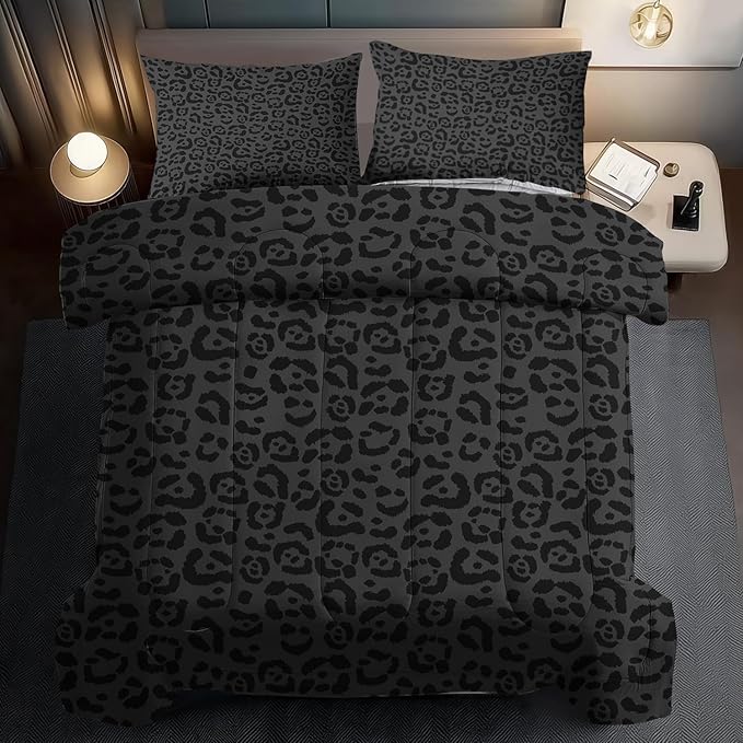Black Cheetah Print Comforter Set King Girls Animal Black Leopard Print Comforter Boys African Leopard Bedding Set King African Cheetah Bedding Room Decor
