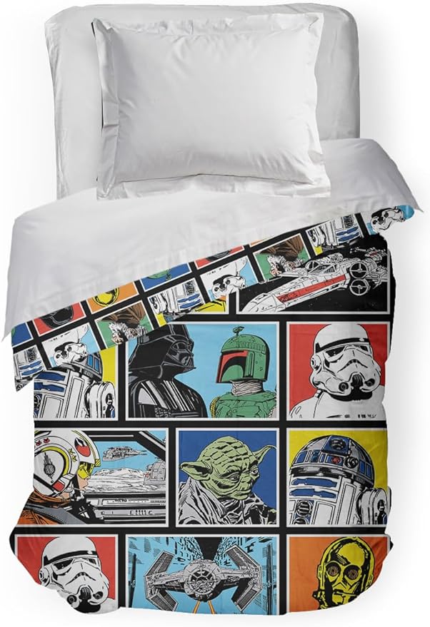 Jay Franco Kids Comforter - Super Soft Reversible Bedding Polyester Microfiber Fill, Multi - Star Wars, Full