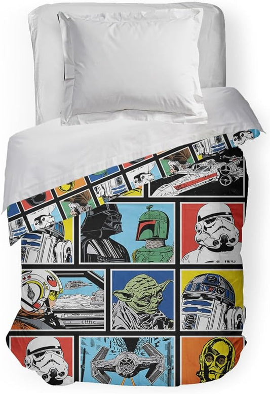Jay Franco Kids Comforter - Super Soft Reversible Bedding Polyester Microfiber Fill, Multi - Star Wars, Full