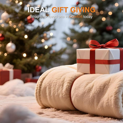 King Size Heated Blanket Dual Control Heated Blanket - Soft Silky Plush Electric Blanket with 5 Heating Level & 10 Hour Auto Off, ETL Certified & Machine Washable, for Grandma Gifts(Cream White)