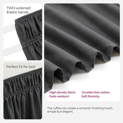 RIMELA Dorm Bed Skirt Twin XL 32 Inch Drop, Easy to Install Extra Long Wrap Around Elastic Dust Ruffle, Dark Grey Bedskirt Solid Silky Fabric Machine Washable (Twin XL 80“L x 39”W & Twin 75“L x 39”W)