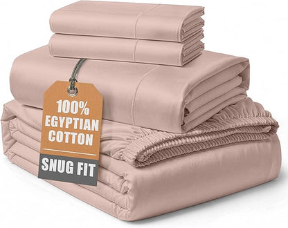 LANE LINEN Luxury 100% Egyptian Cotton Sheets California King Bed Set, Oeko-Tex Certified No Pill Fade Resistant Machine Washable Cotton Cooling Cal King Sheet Set - Sepia Rose
