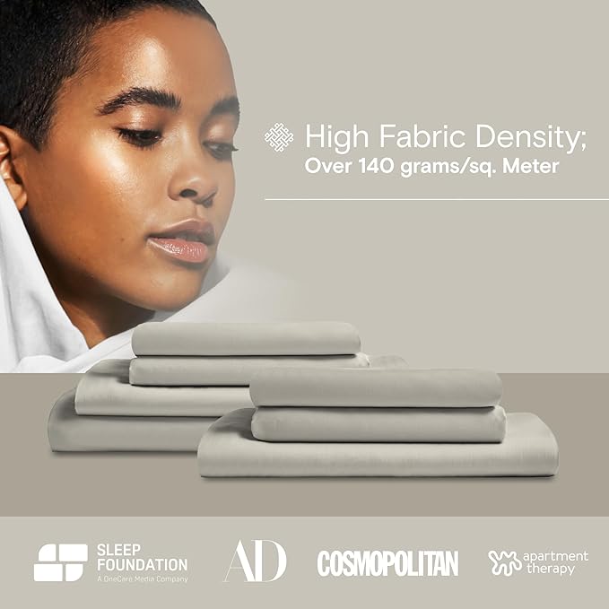 DOZ Sheet Set, 100% Viscose derived from Bamboo, Organically Grown, Buttery Soft, Cooling Sheets, High GSM, Deep Pockets - 4 Piece - 2 Pillowcases 1 Fitted Sheet 1 Top Sheet (Fog, King)