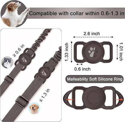 SANKALA Waterproof Airtag Dog Collar Holder, Coffee, 1 Pack | urable Silicone Full Body Covered, Anti-Lost Protective, Fits All Width Collars, for Airtag 1st and 2nd Gen