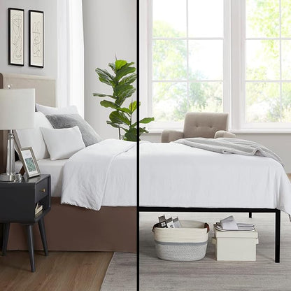 Nestl Dark Brown Bed Skirt Queen Size - Queen Bed Skirt 14 Inch Drop - Brushed Microfiber Bed Skirts - Hotel Quality Pleated Bed Skirt - Shrinkage & Fade Resistant