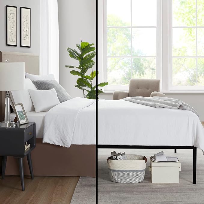 Nestl Dark Brown Bed Skirt Cal King Size - Cal King Bed Skirt 14 Inch Drop - Brushed Microfiber Bed Skirts - Hotel Quality Pleated Bed Skirt - Shrinkage & Fade Resistant