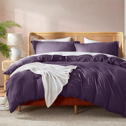 Nestl Purple Duvet Cover King Size - Soft Double Brushed King Duvet Cover Set, 3 Piece, with Button Closure, 1 Duvet Cover 104x90 inches and 2 Pillow Shams