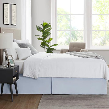 Nestl Ice Blue Twin Bed Skirt - Twin Size Bed Skirt 14 Inch Drop - Brushed Microfiber Bed Skirts - Hotel Quality Pleated Bed Skirt - Shrinkage & Fade Resistant