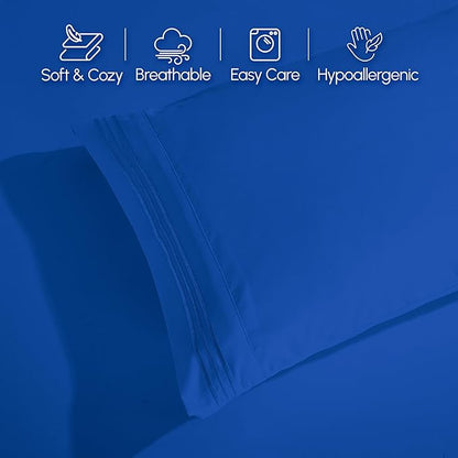 Elegant Comfort Luxurious 1500 Premium Hotel Quality Microfiber 4-Piece Sheet Set, 18-24 Inches Deep - Extra Deep Pocket Sheets - Ultra Soft 4PC Deep Pocket Sheets, King, Royal Blue