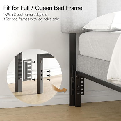 Queen Size Adjustable Headboard, Upholstered Headboard with Storage, APP Controlled LED Light, Padded Head Board Only, Sturdy Metal Foot Frame, Vertical Channel Design for Bedroom, Grey