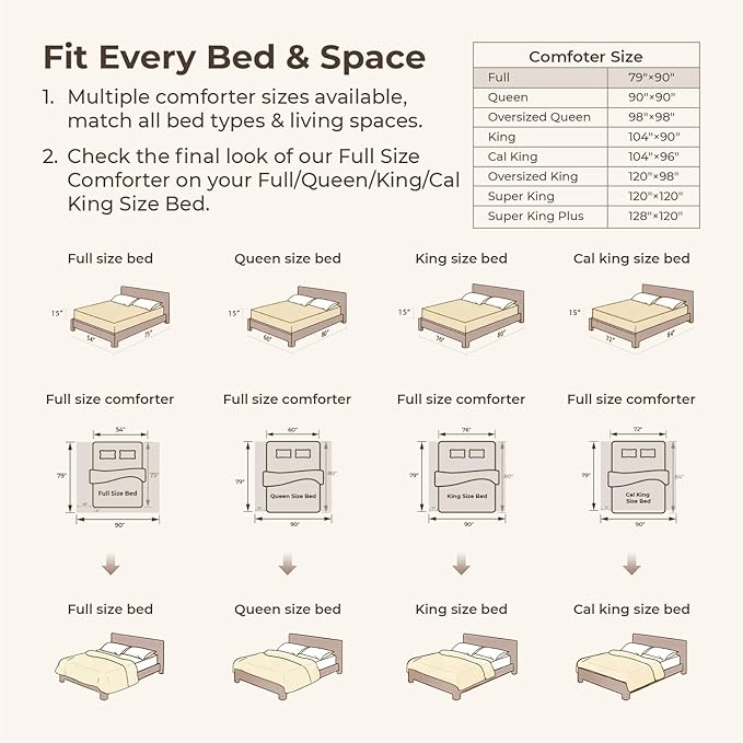 Litanika Beige Full Comforter Set, 3 Pieces Cream Tufted Boho Farmhouse Bedding Comforter Sets, Lightweight Fluffy Comforter Bed Set for All Season (79x90In Comforter and 2 Pillowcases)